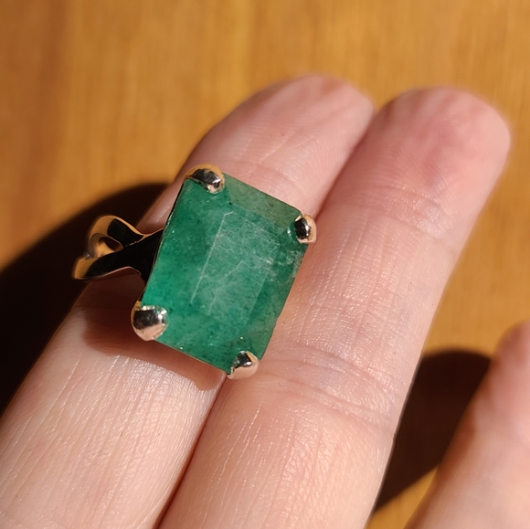 Natural Kharma by Avelon Jewelry - Beryl 11k HUGE emerald cut sterling ring sz8